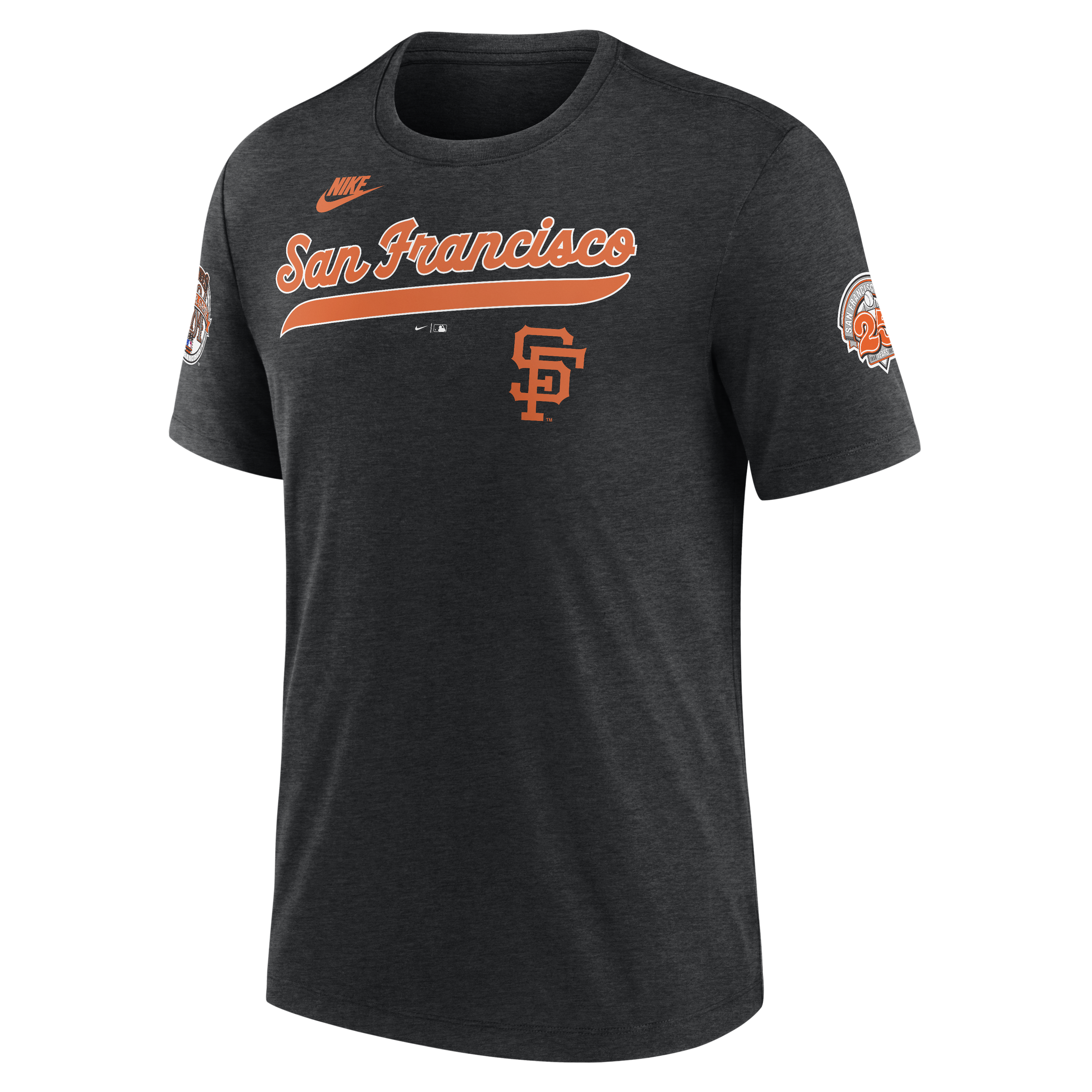 Nike San Francisco Giants Cooperstown Collection Eras Tri-Blend T-Shirt-Heather Black