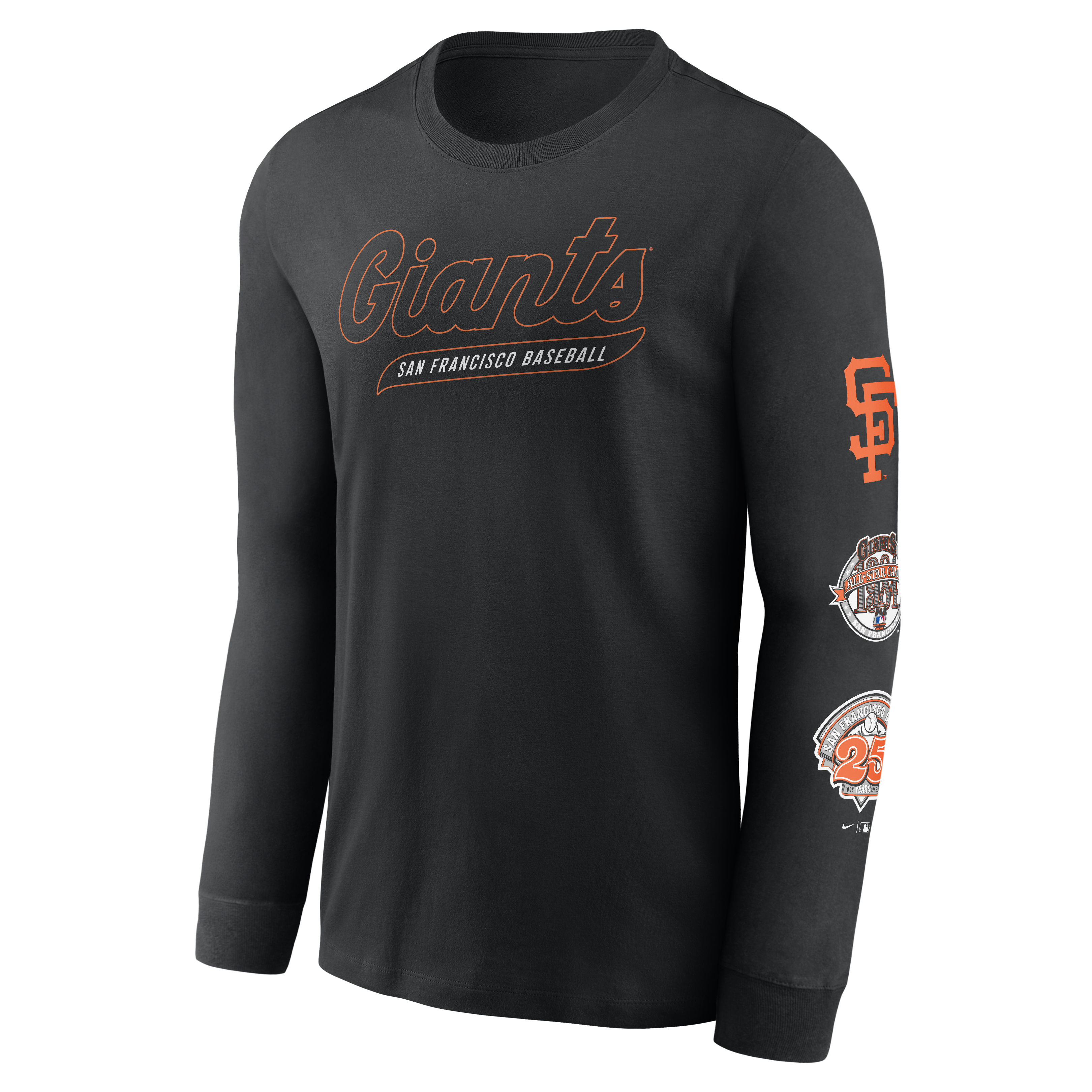 Nike San Francisco Giants Cooperstown Collection Knockout Long Sleeve T-Shirt-Black