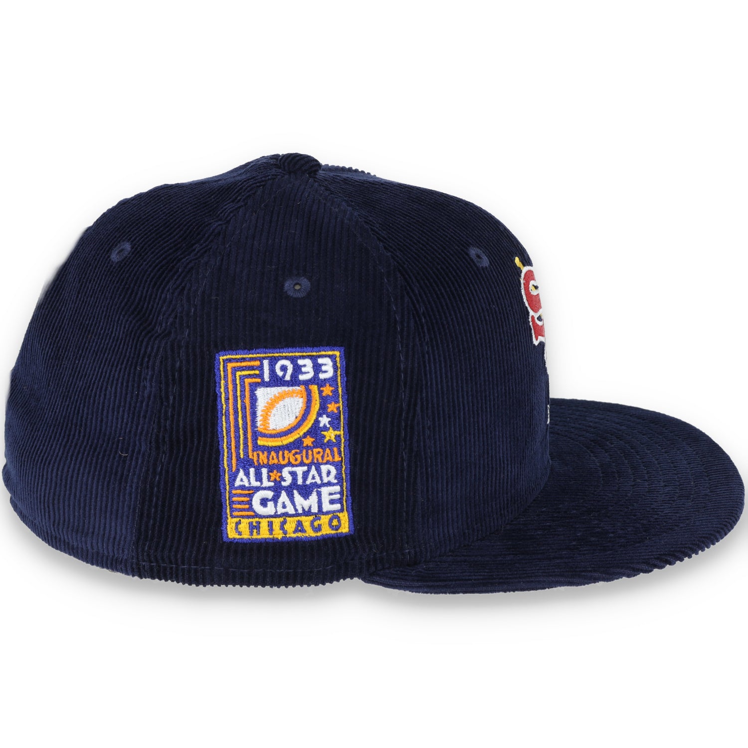New Era Boston Red Sox Side Patch Corduroy Fitted Hat-Navy Blue
