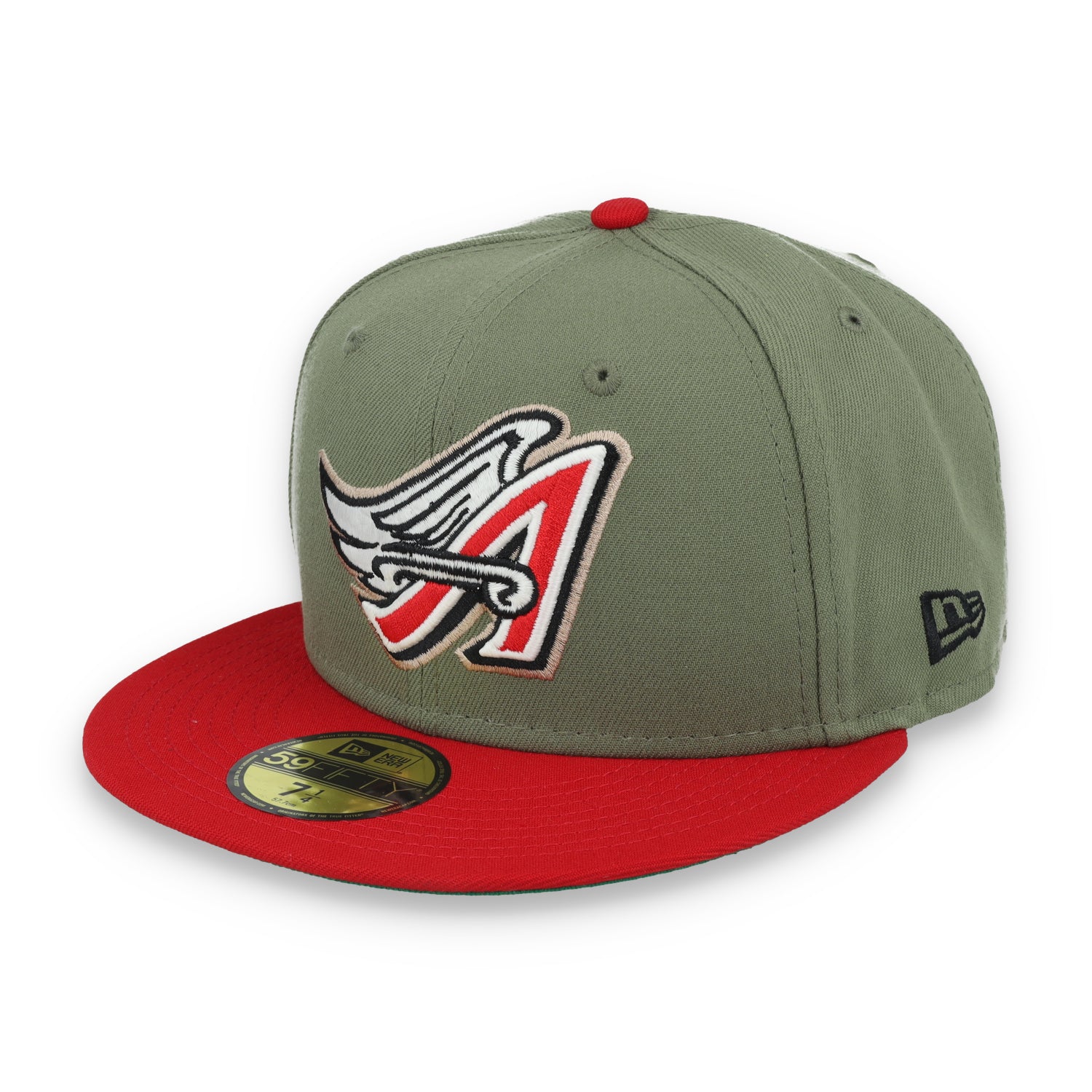 New Era Los Angeles Angels 40th Anniversary Side Patch 59FIFTY Fitted Hat- Olive Green