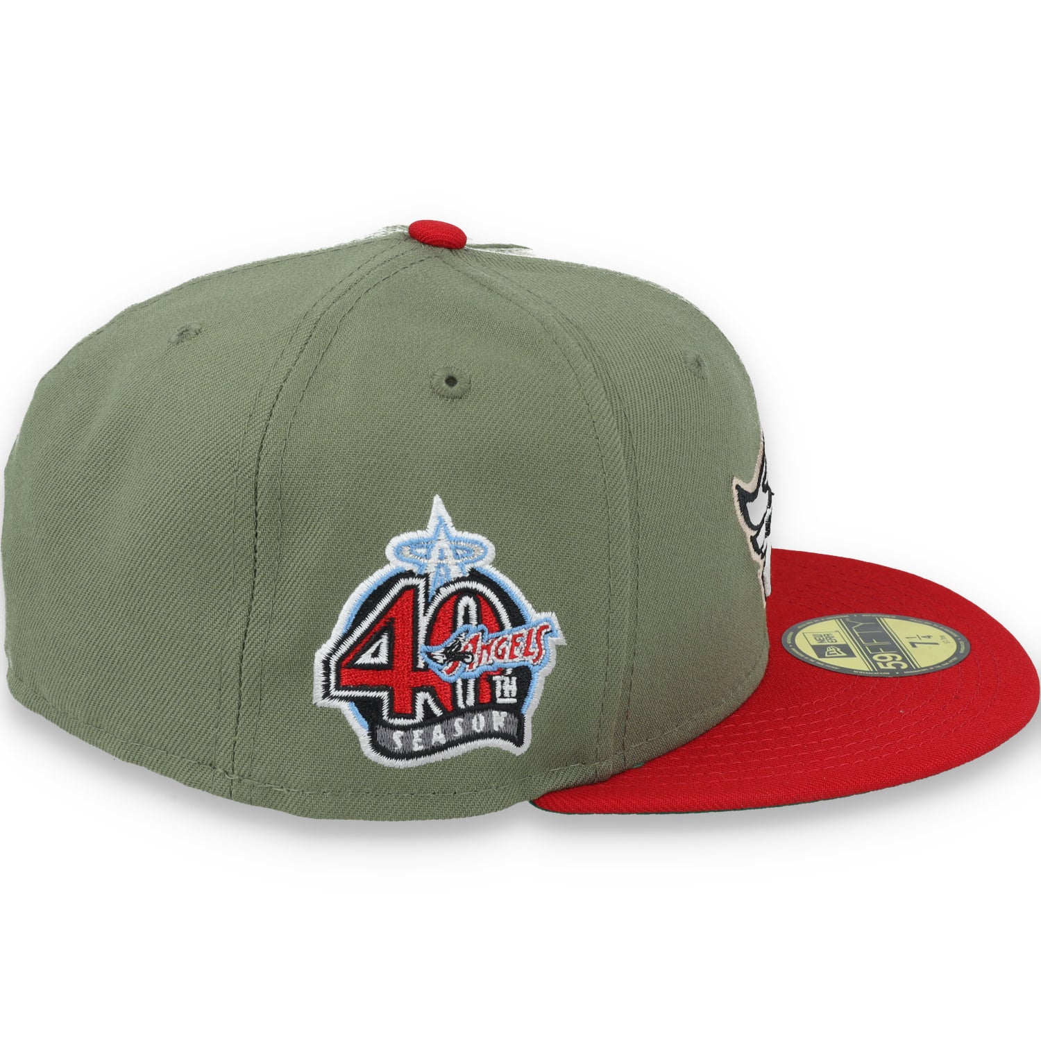 New Era Los Angeles Angels 40th Anniversary Side Patch 59FIFTY Fitted Hat- Olive Green