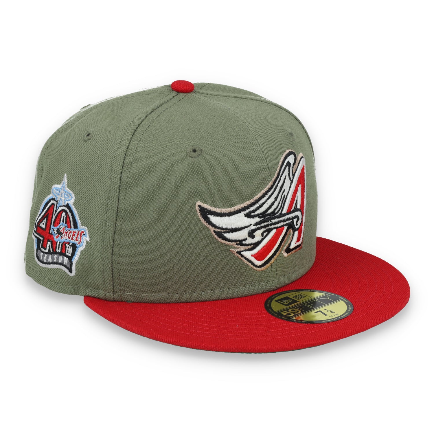 New Era Los Angeles Angels 40th Anniversary Side Patch 59FIFTY Fitted Hat- Olive Green