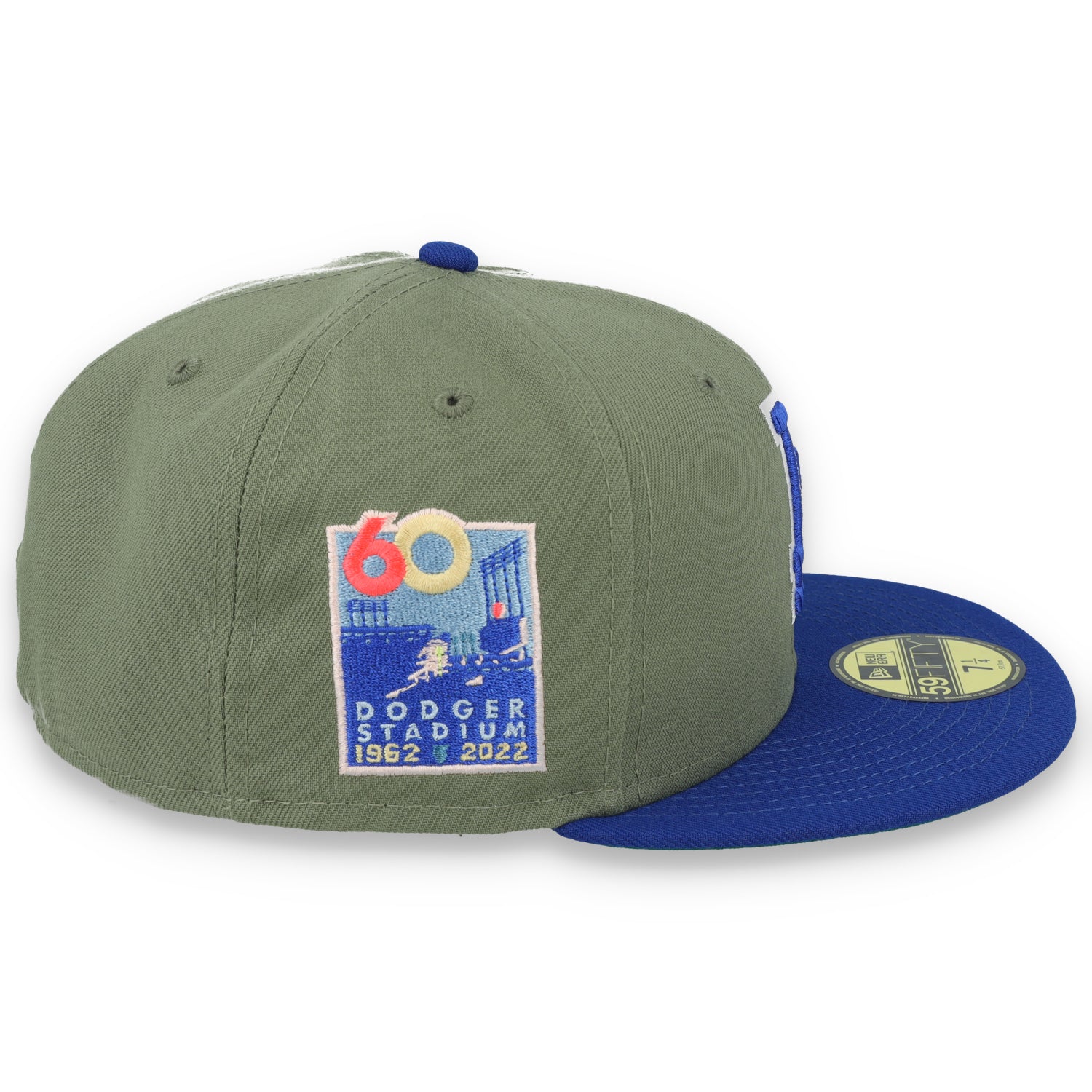 New Era Los Angeles Dodgers 60th Anniversary Side Patch 59FIFTY Fitted Hat- Olive Green