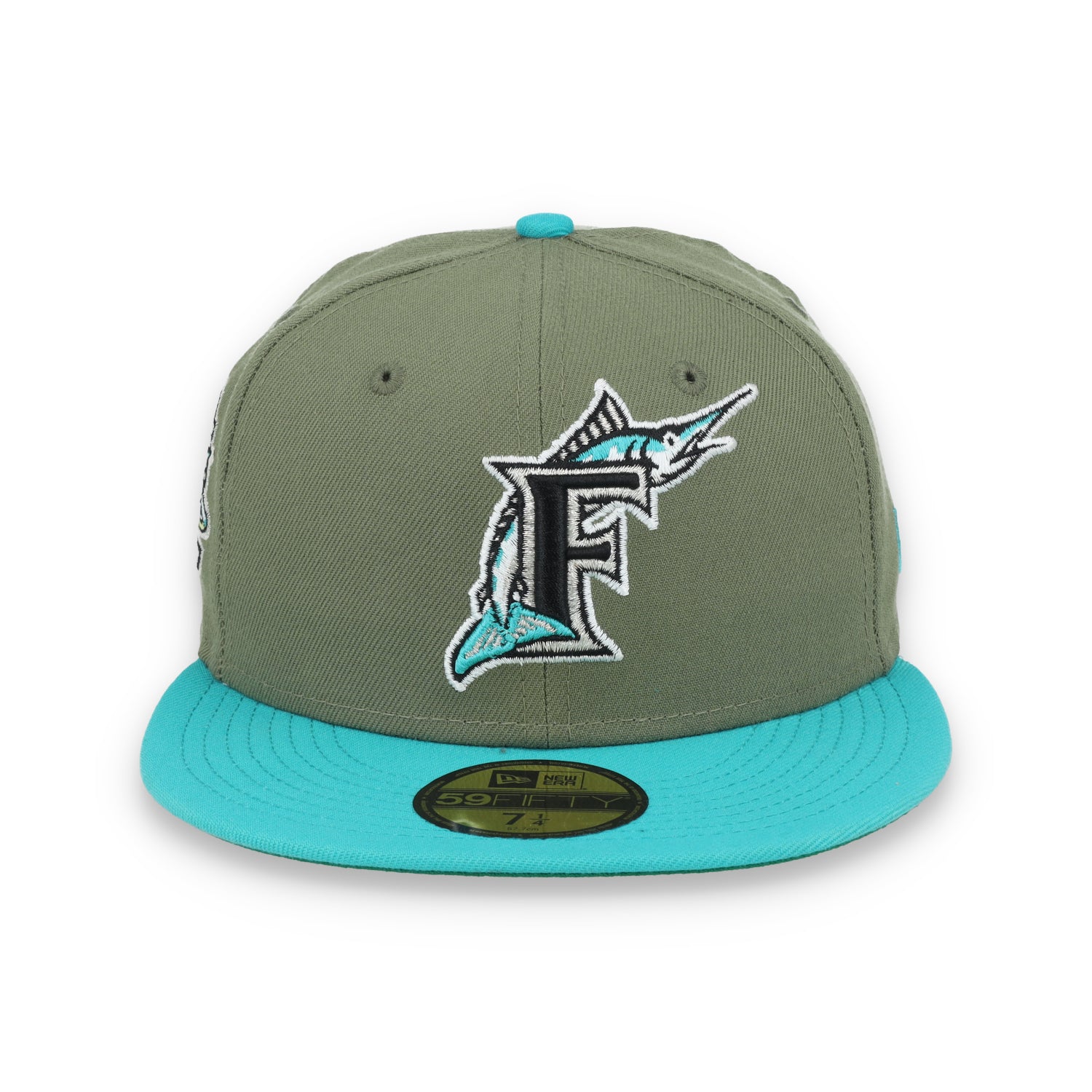 New Era Miami Marlins 10th Anniversary Side Patch 59FIFTY Fitted Hat- Olive Green