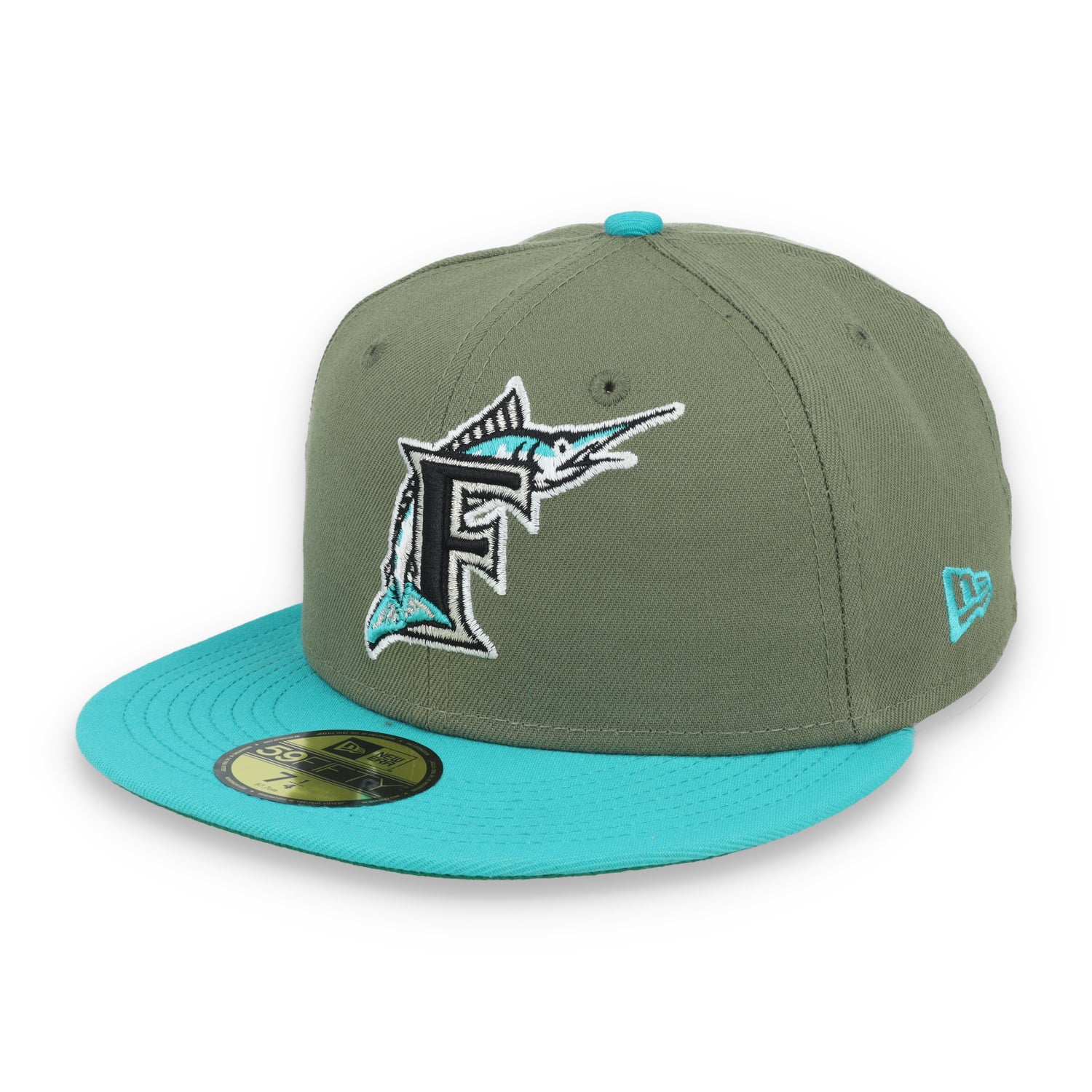 New Era Miami Marlins 10th Anniversary Side Patch 59FIFTY Fitted Hat- Olive Green