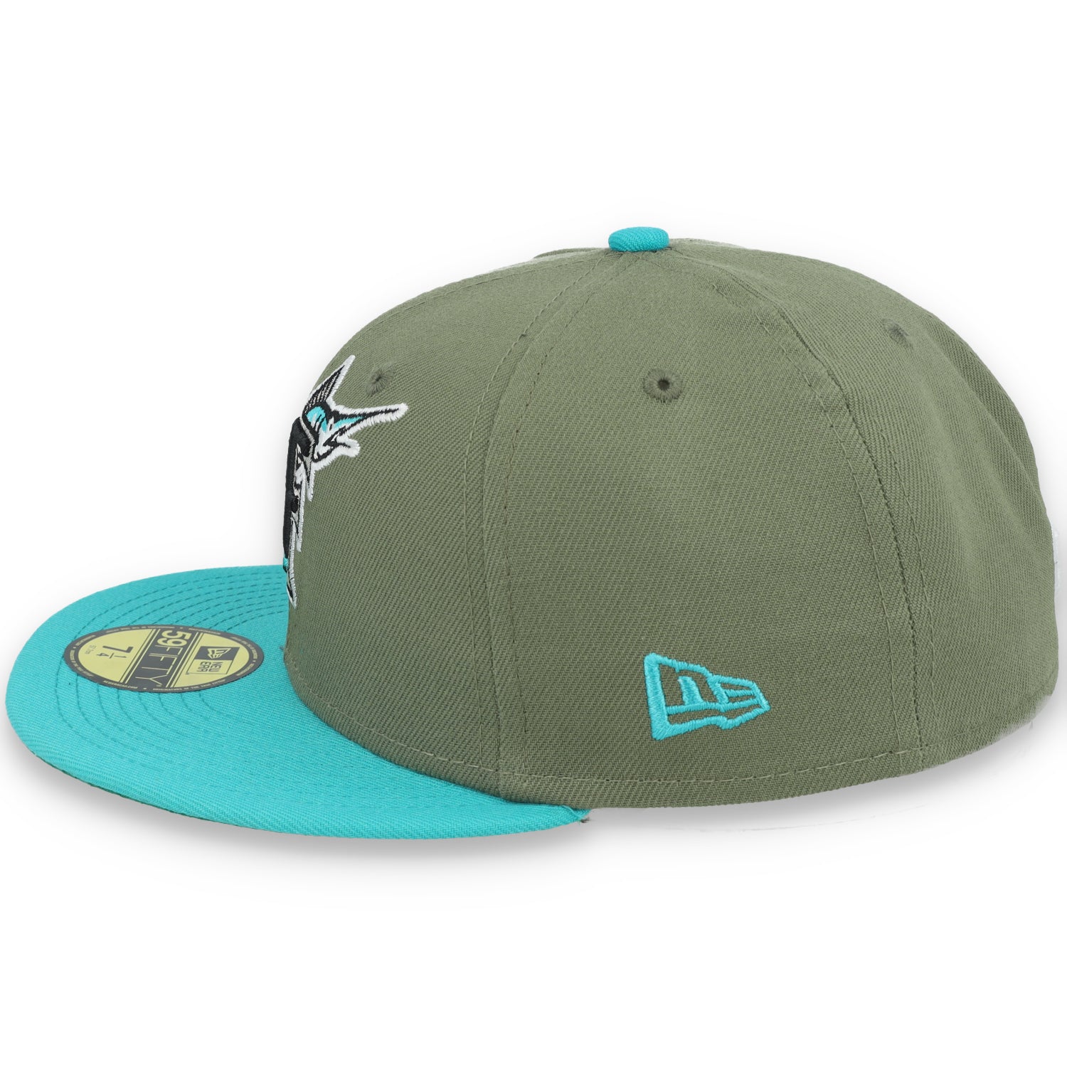 New Era Miami Marlins 10th Anniversary Side Patch 59FIFTY Fitted Hat- Olive Green