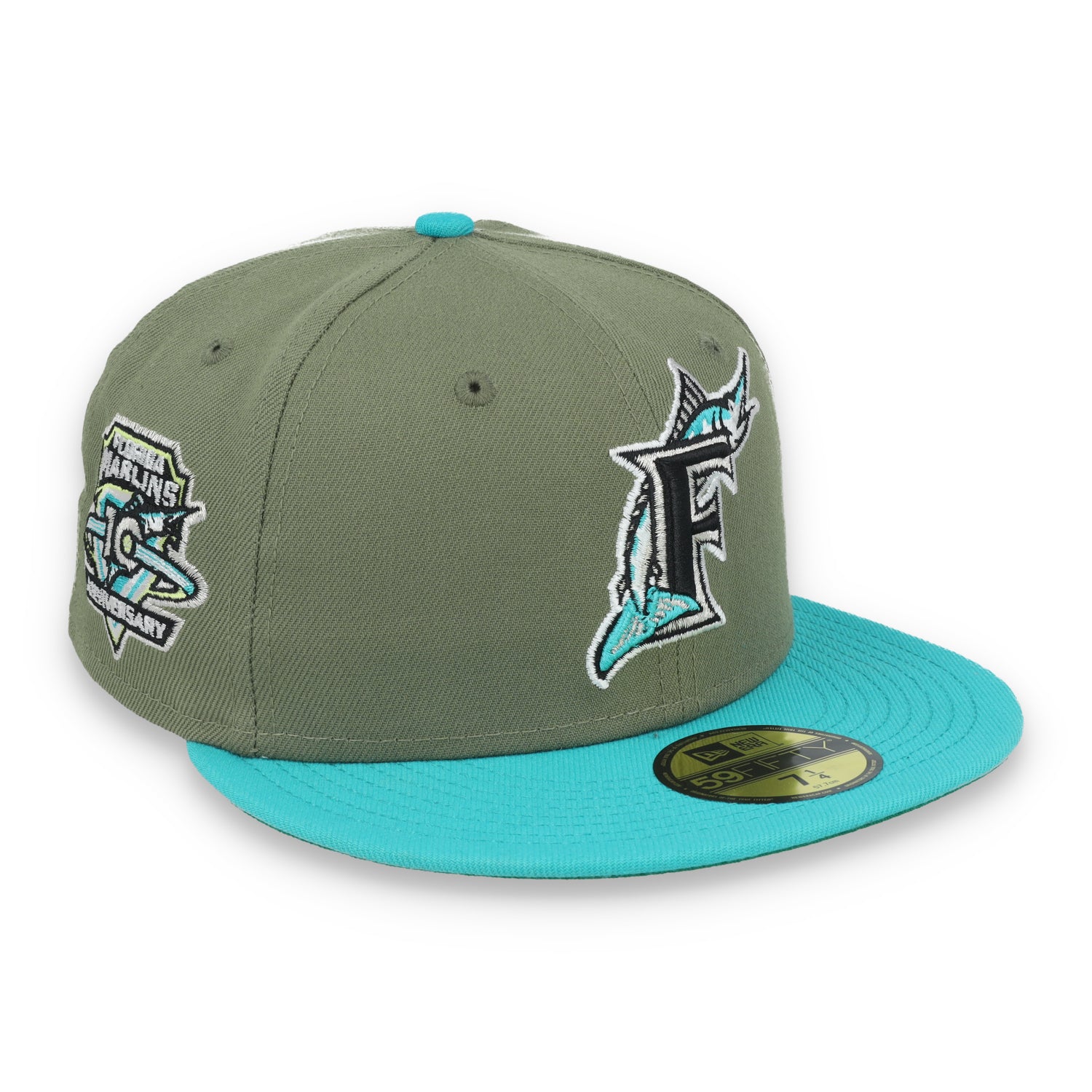 New Era Miami Marlins 10th Anniversary Side Patch 59FIFTY Fitted Hat- Olive Green