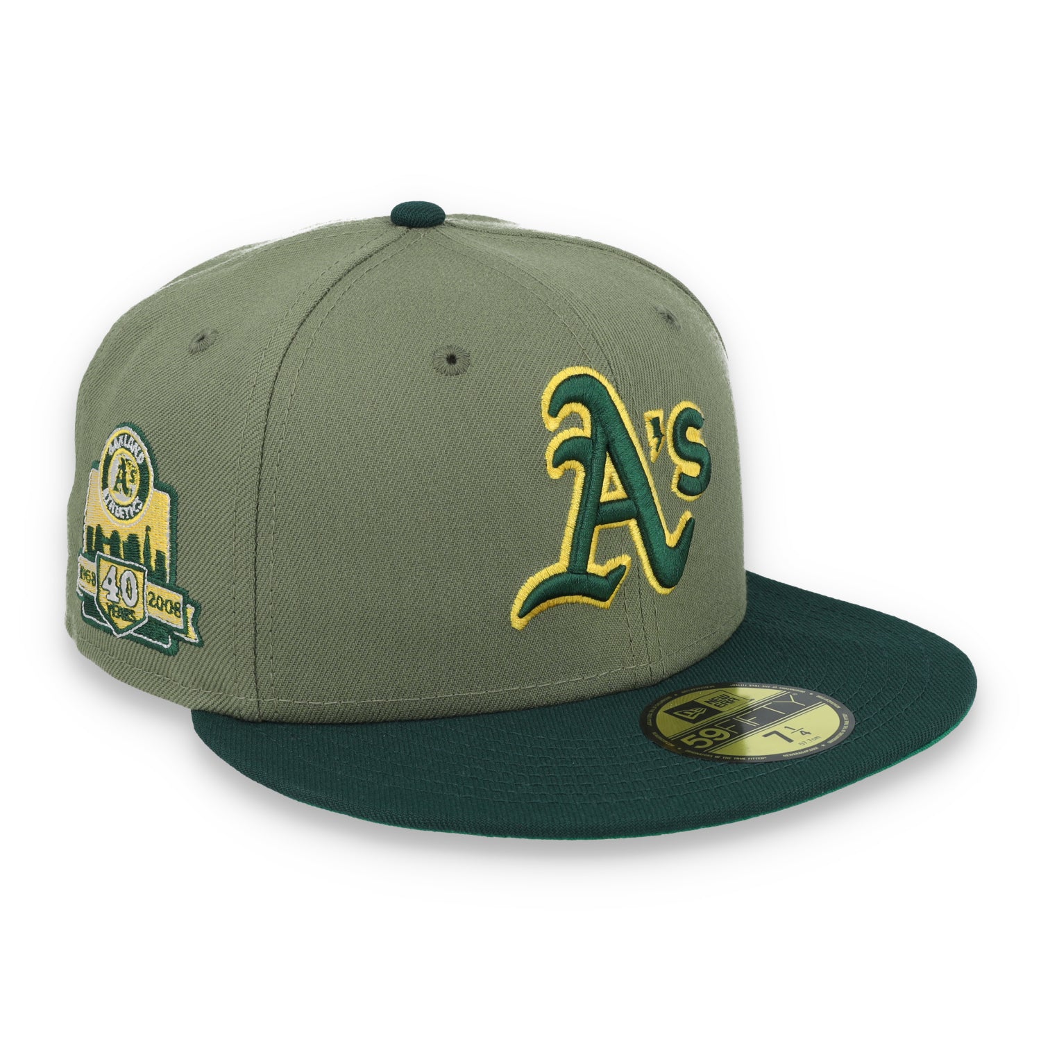 New Era Oakland Athletics 40th Anniversary Side Patch 59FIFTY Fitted Hat- Olive Green