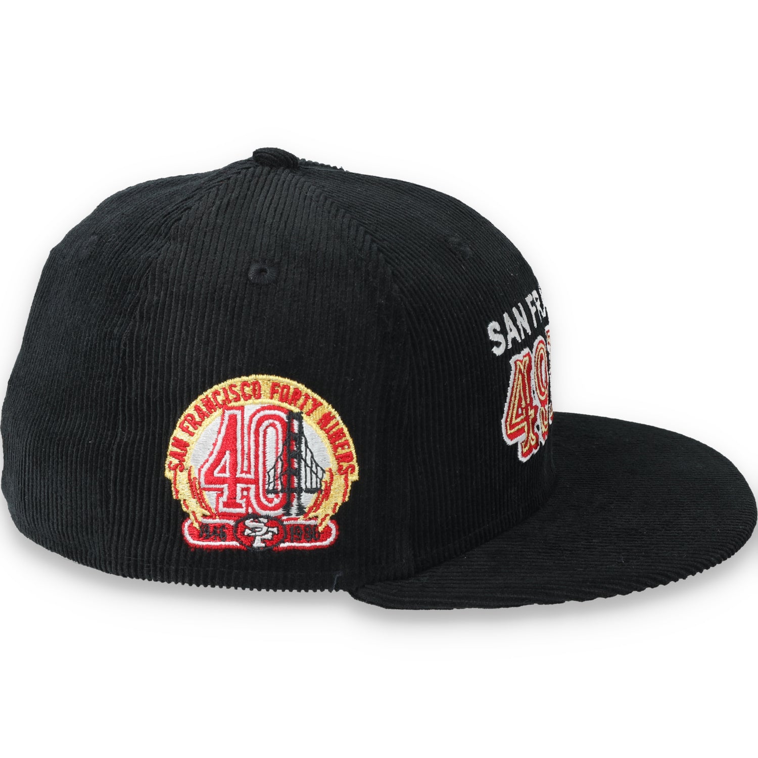 Exclusive San Francisco 49ers Corduroy 59FIFTY Fitted, 40th Anniversary Side Patch 59FIFTY Fitted Hat-Black