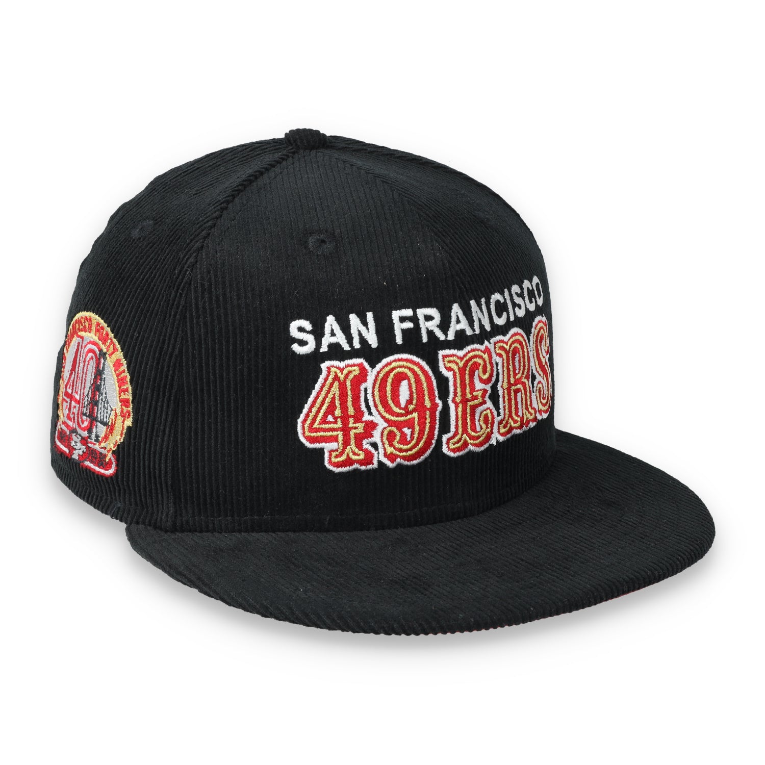 Exclusive San Francisco 49ers Corduroy 59FIFTY Fitted, 40th Anniversary Side Patch 59FIFTY Fitted Hat-Black