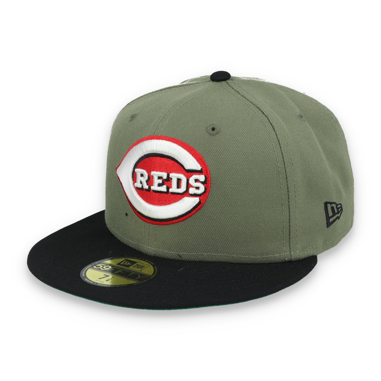 New Era Cincinnati Reds 150th Anniversary Side Patch 59FIFTY Fitted Hat- Olive Green