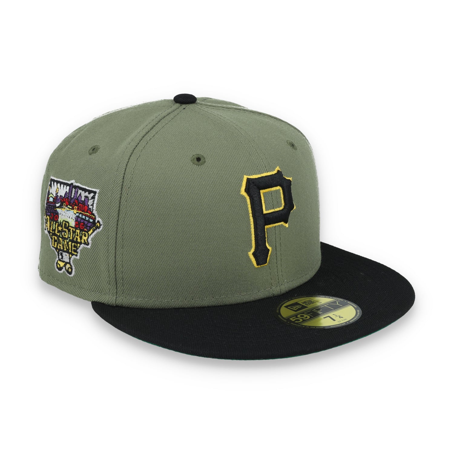 New Era Pittsburgh Pirates 2006 All Star Game Side Patch 59FIFTY Fitted Hat- Olive Green