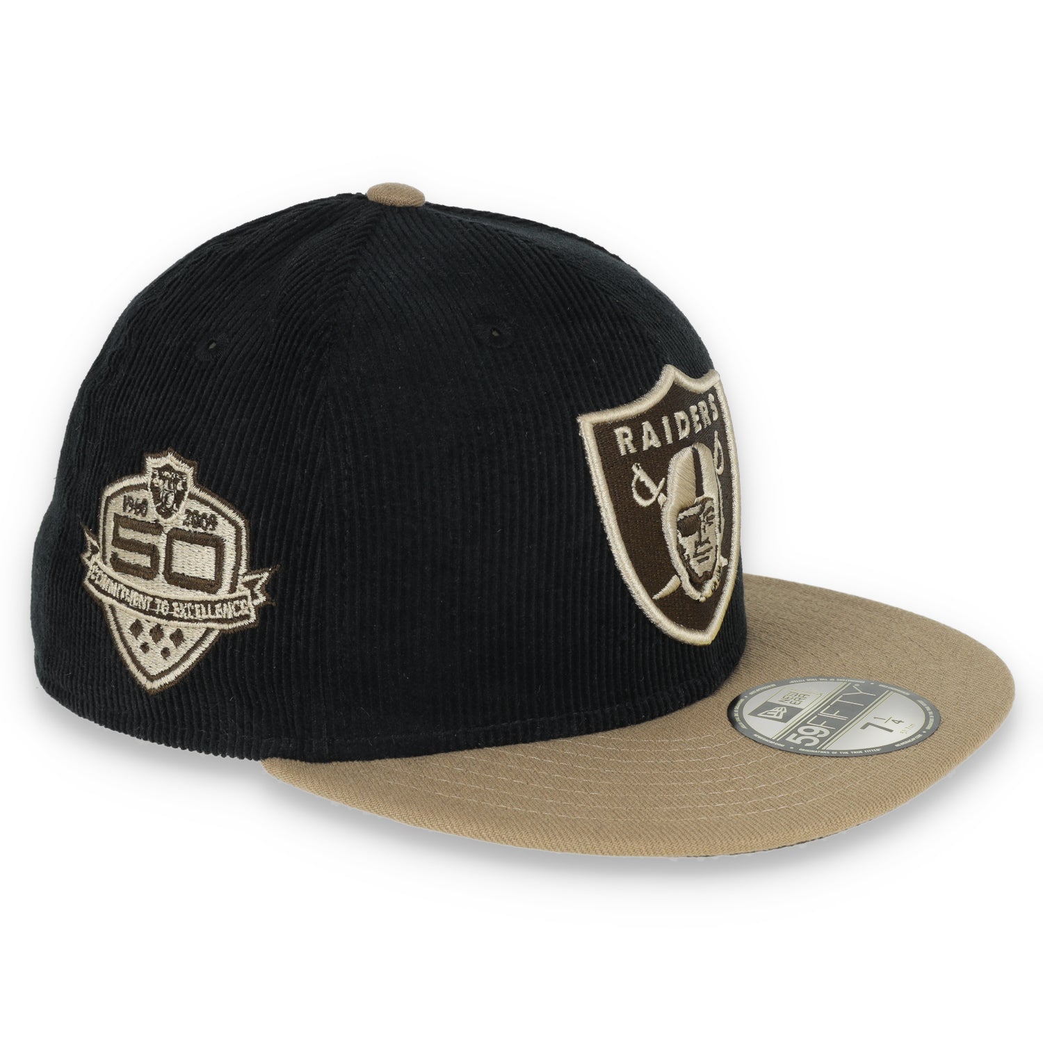 New Era Las Vegas Raiders 50th Anniversary Side Patch 59fifty Fitted Hat- Khaki