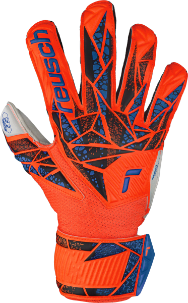 Reusch Youth Attrakt Solid Finger Support Goalkeeper Gloves-Hyper Orng/Elec blue