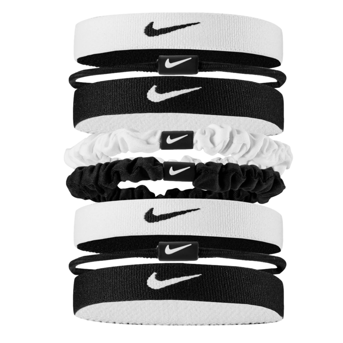 Nike Flex Hair Ties 6 Pack-Black/White