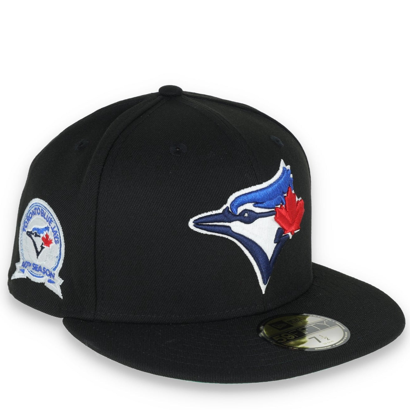 New Era Toronto Blue Jays 40th Anniversary Metallic Logo Side Patch 59fifty Fitted Hat-Black