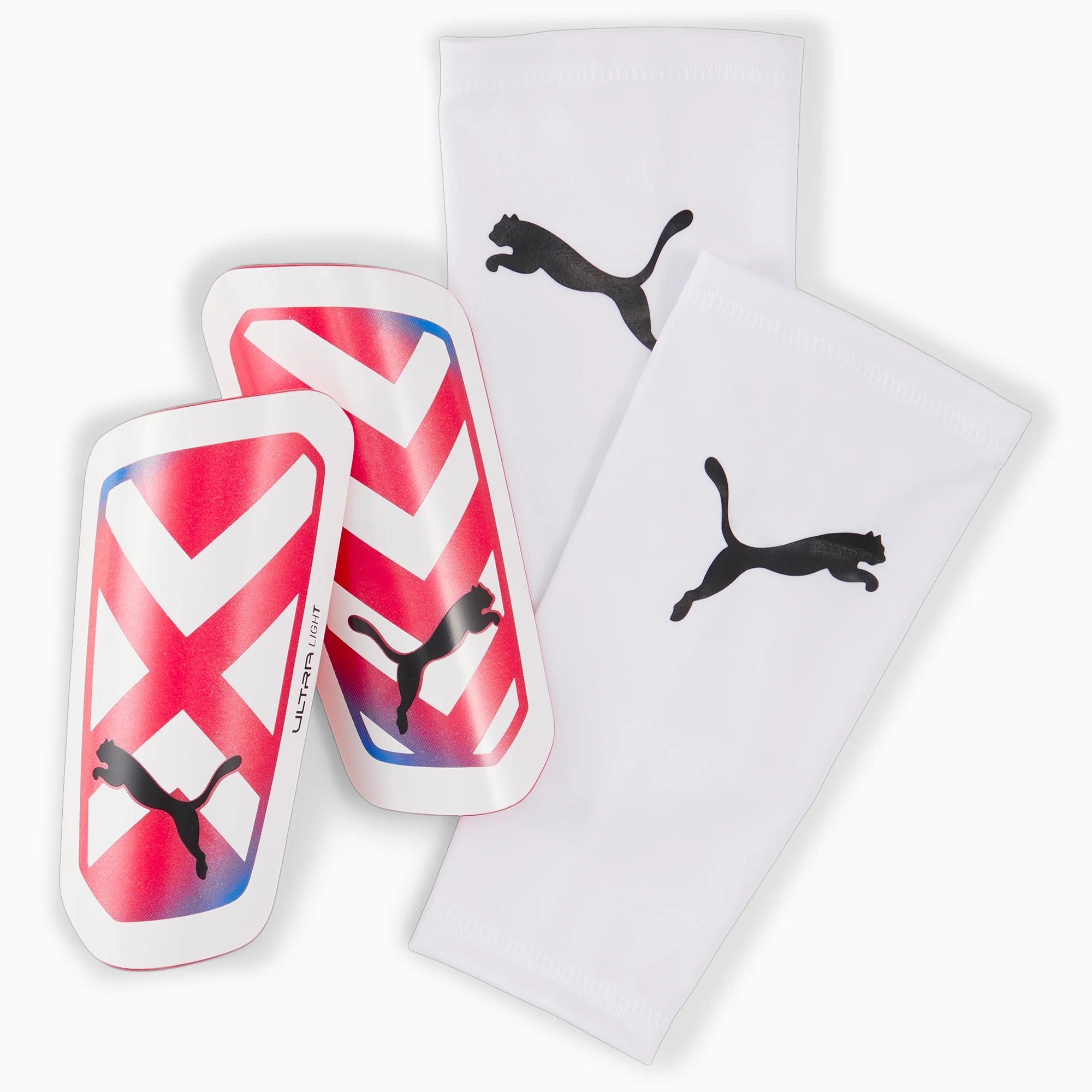 Puma Ultra Light Sleeve Shinguard-White/Blue/Red