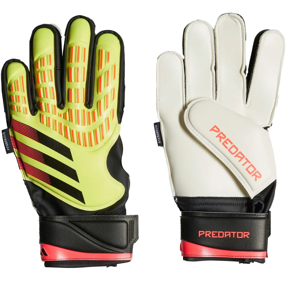 ADIDAS KIDS PREDATOR GL MATCH FINGERSAVE GOALKEEPER GLOVES SOLAR YELLOW/RED