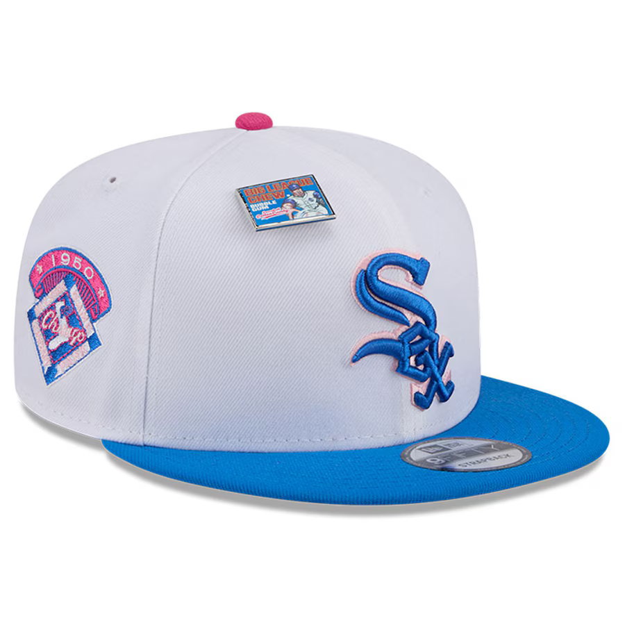 New Era Chicago White Sox Cotton Candy Big League Chew Flavor Pack 9FIFTY Snapback Hat-White/Blue