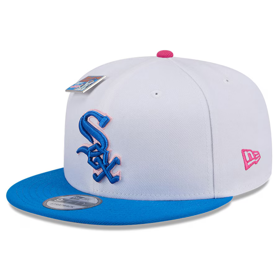 New Era Chicago White Sox Cotton Candy Big League Chew Flavor Pack 9FIFTY Snapback Hat-White/Blue