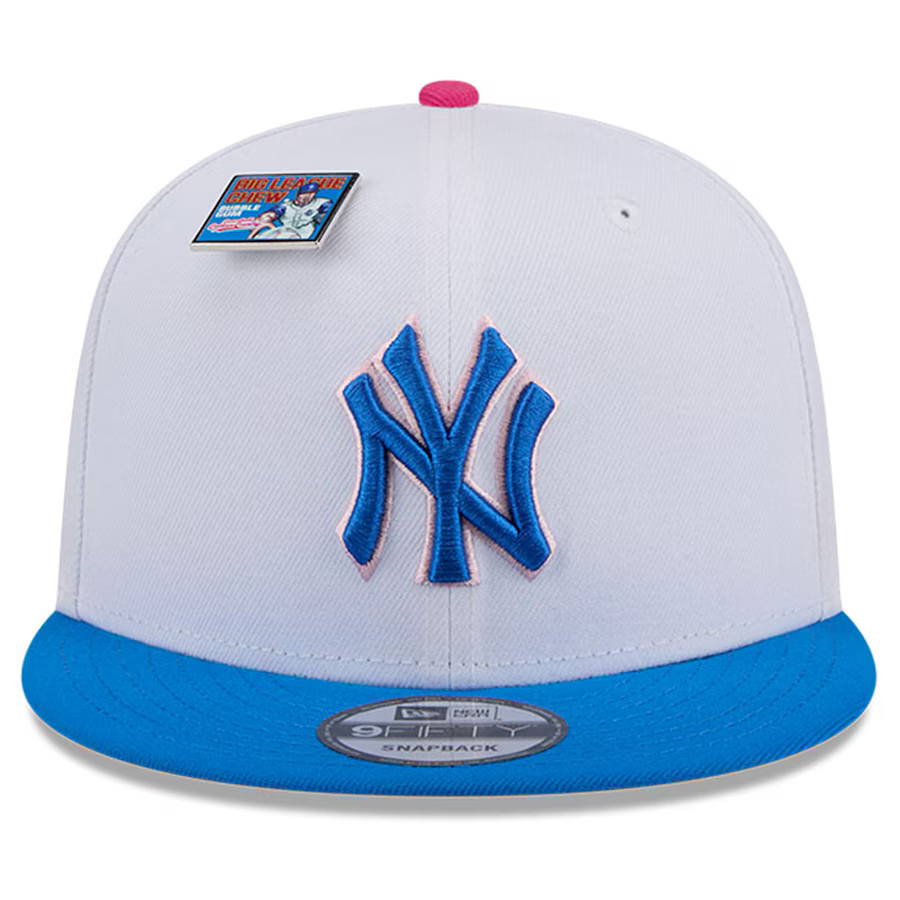 New Era New York Yankees Cotton Candy Big League Chew Flavor Pack 9FIFTY Snapback Hat-White/Blue