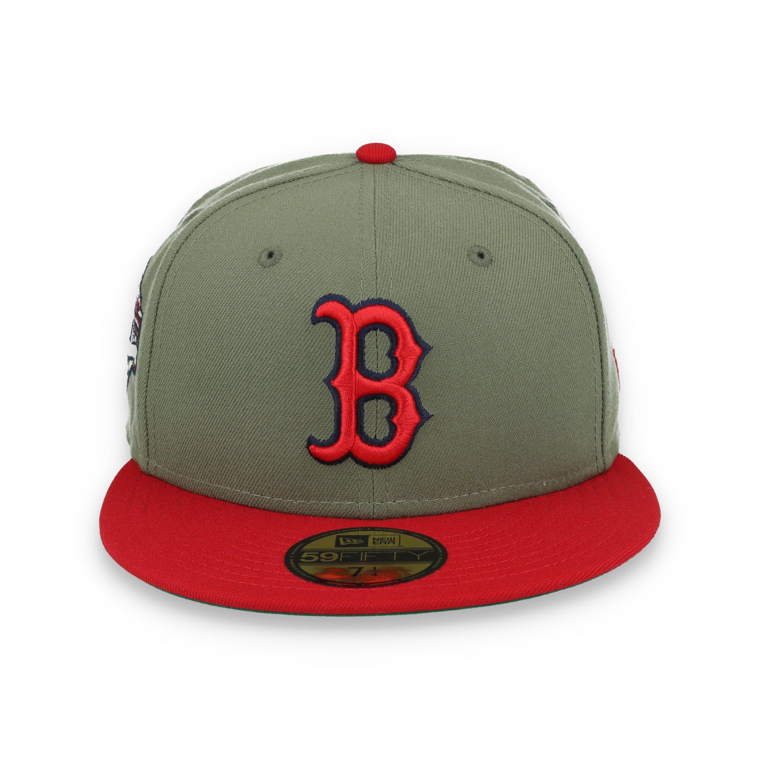 New Era Boston Red Sox 90th Anniversary Side Patch 59FIFTY Fitted Hat- Olive Green