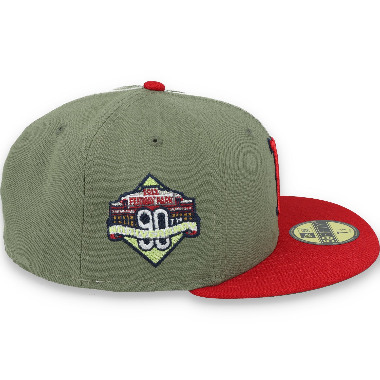 New Era Boston Red Sox 90th Anniversary Side Patch 59FIFTY Fitted Hat- Olive Green