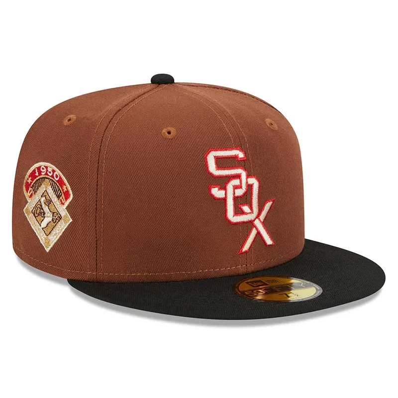 New Era Chicago White Sox Harvest 1950 Side Patch 59fifty Fitted Hat-Brown