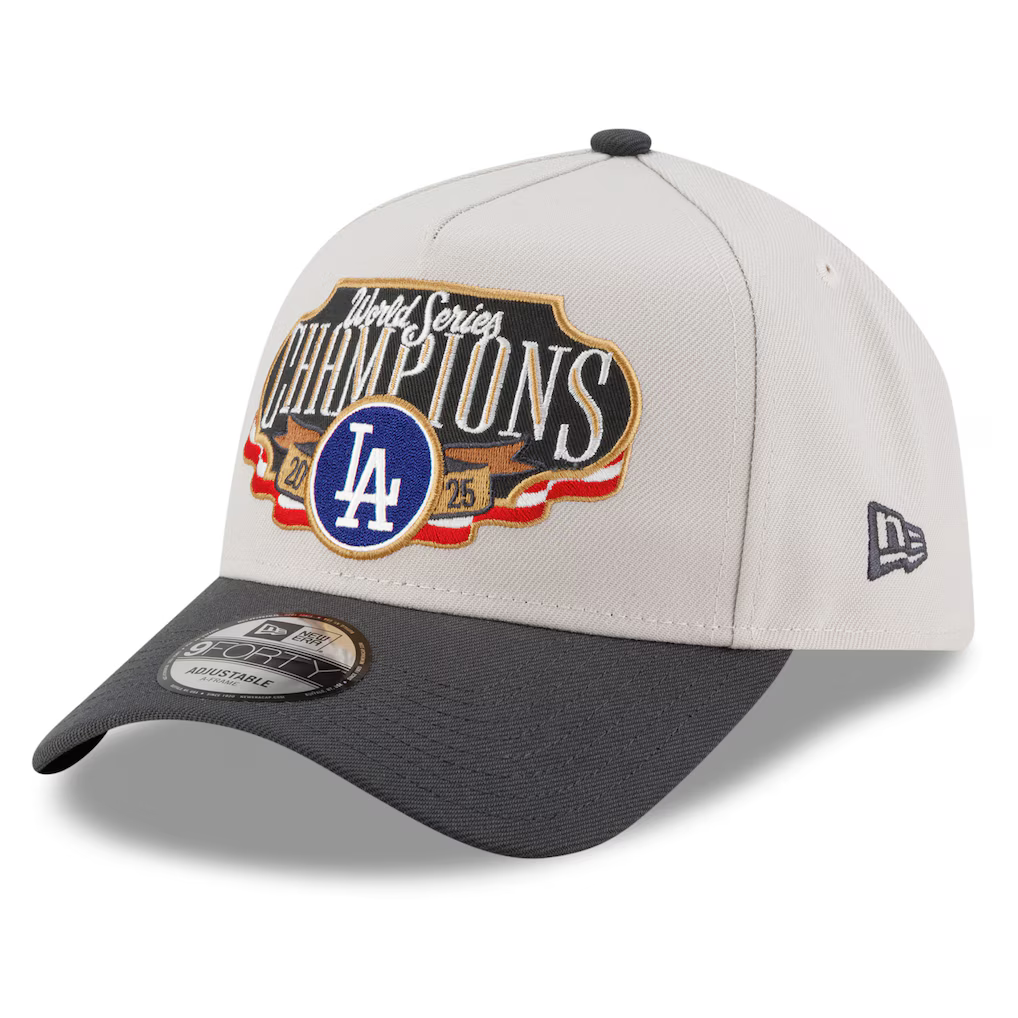 New Era Los Angeles Dodgers World Series Champions Locker Room A-Frame 9FORTY Adjustable Hat