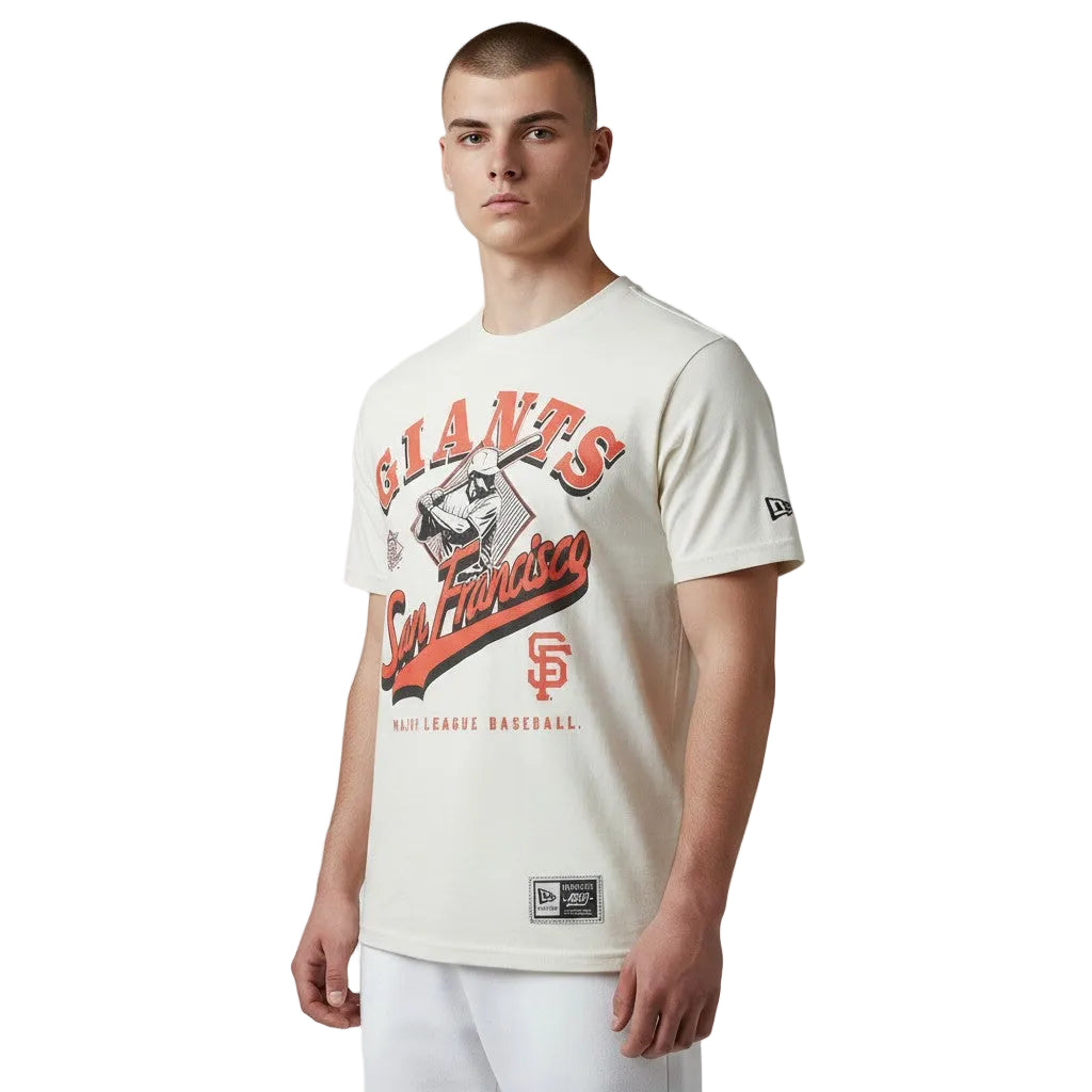 New Era San Francisco Giants cream cotton t-shirt with vintage-style team graphic and logo