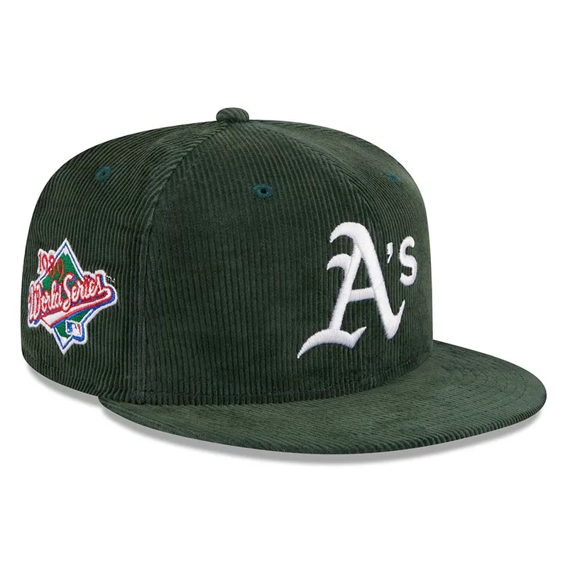 New Era Oakland Athletics A's Side patch Corduroy Fitted Hat-Green