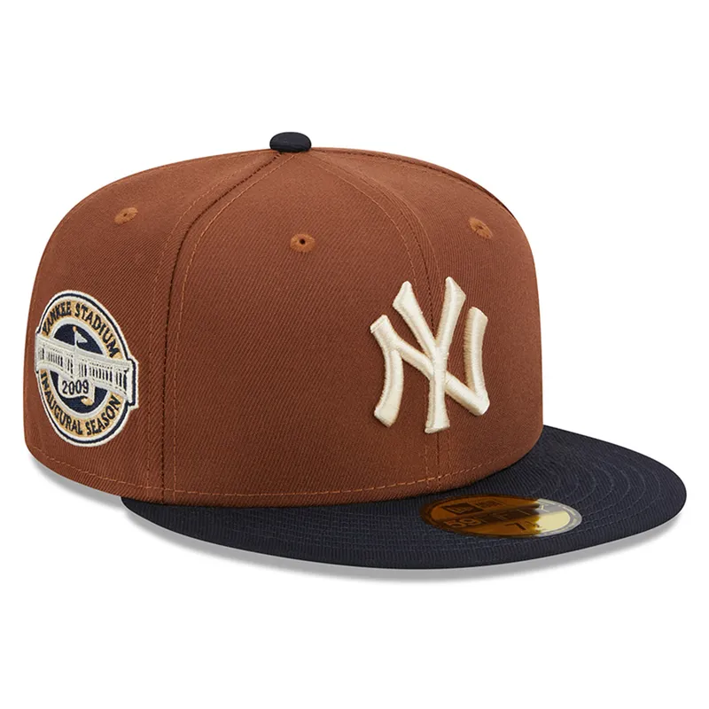 New Era New York Yankees Harvest 2009 Side Patch 59fifty Fitted Hat-Brown