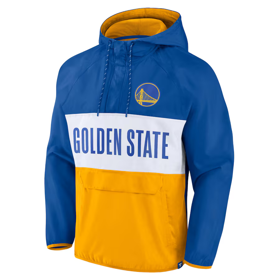 Golden State Warriors Fanatics Team Leader Iconic Colorblock Anorak Raglan Quarter-Zip Hoodie