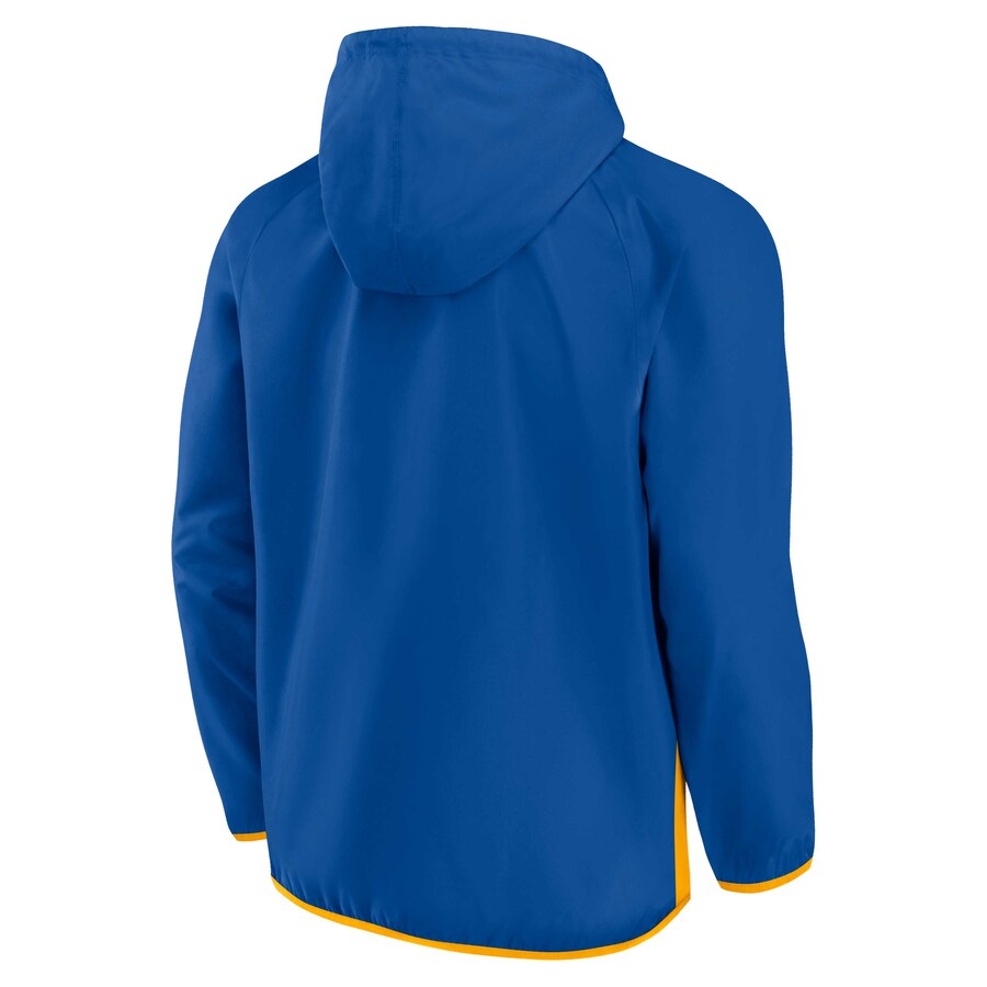 Golden State Warriors Fanatics Team Leader Iconic Colorblock Anorak Raglan Quarter-Zip Hoodie