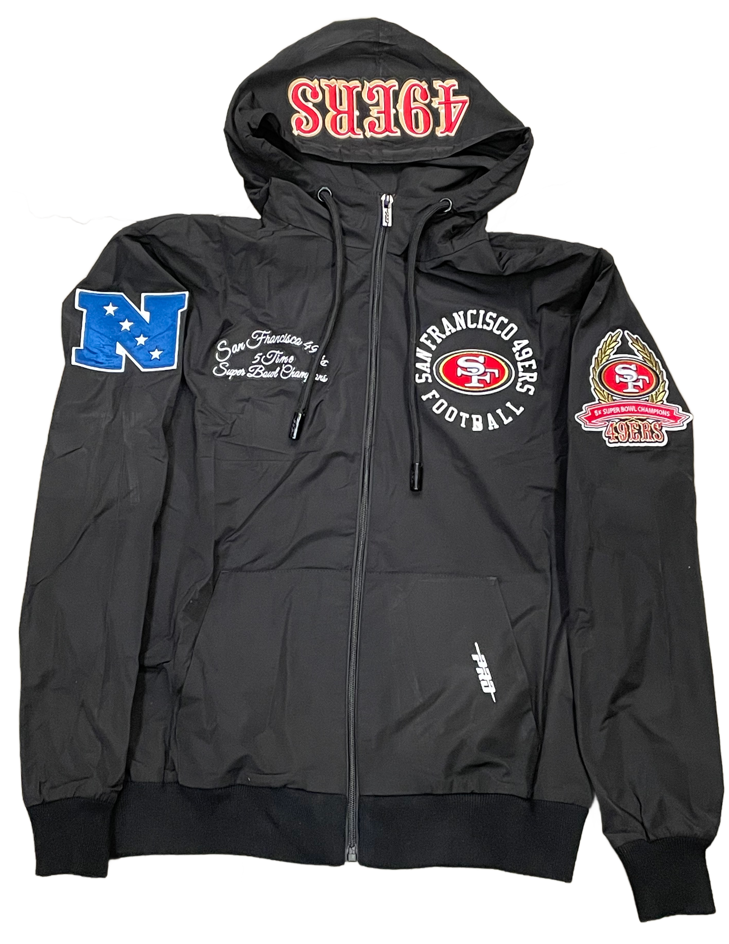 Pro Standard Men's San Francisco 49ers Hybrid Woven Full-Zip Hoodie-Black