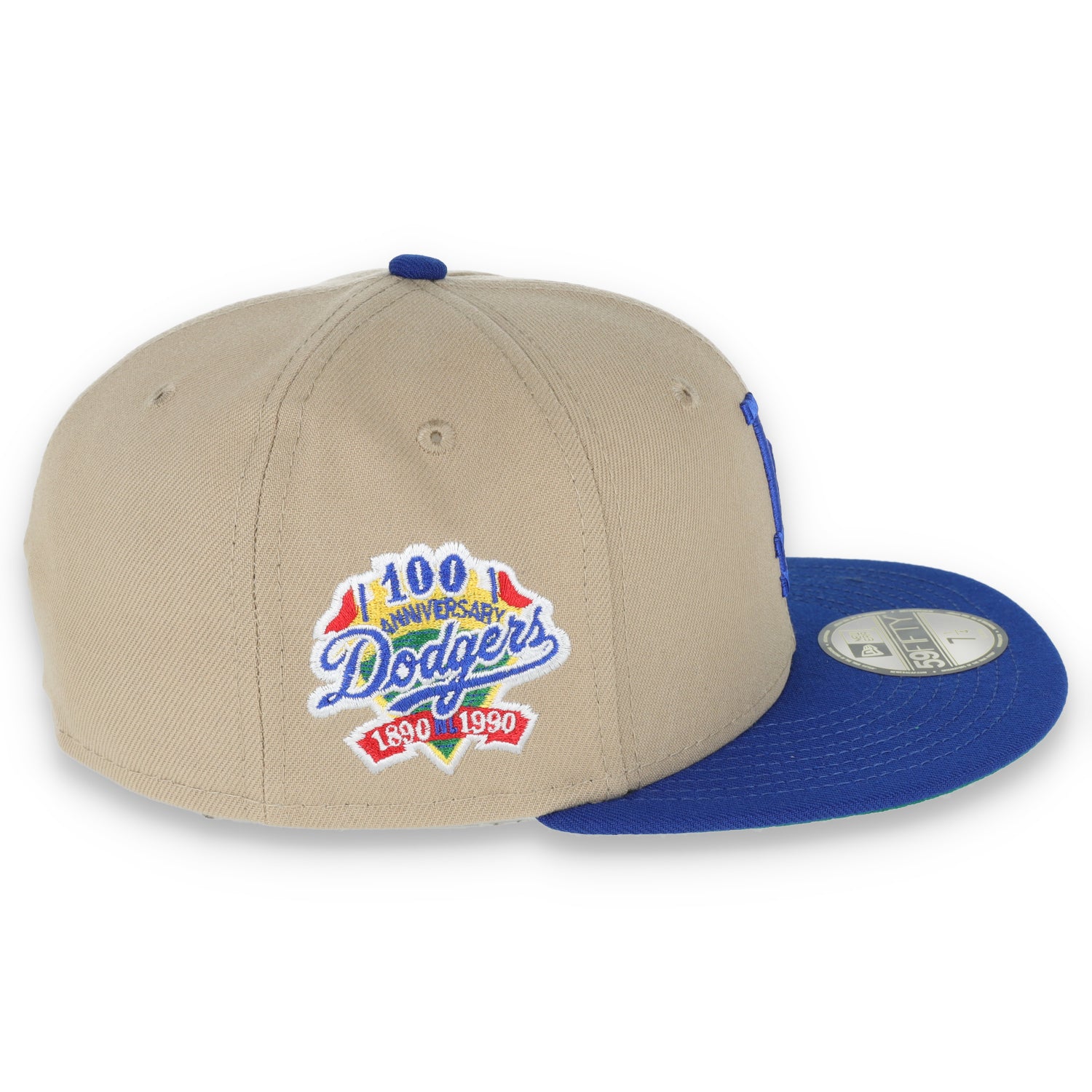New Era Los Angeles Dodgers 100th Anniversary Side Patch 59FIFTY Fitted Khaki Hat