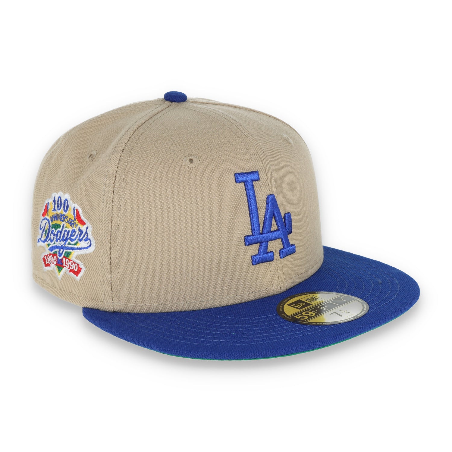 New Era Los Angeles Dodgers 100th Anniversary Side Patch 59FIFTY Fitted Khaki Hat