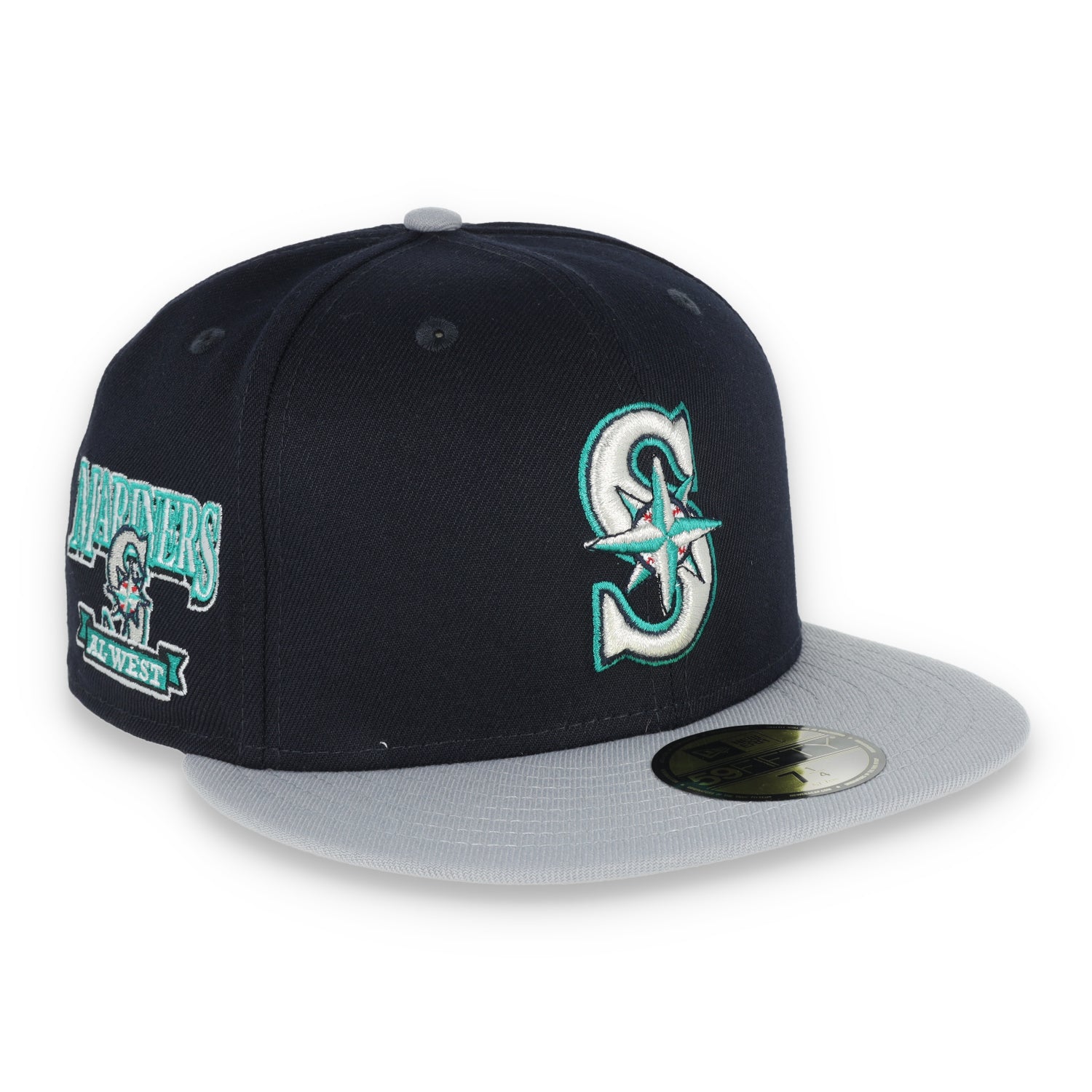 New Era Seattle Mariners AL West 59FIFTY Fitted Hat-Navy Blue/Grey