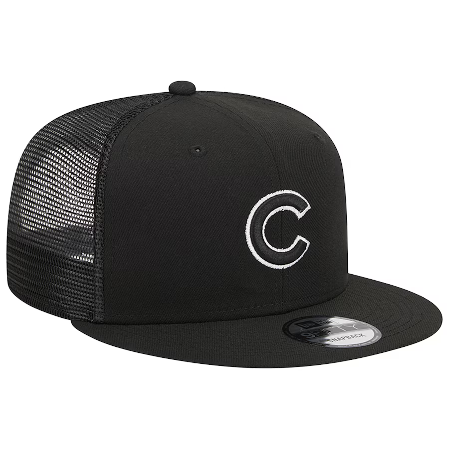 New Era Chicago Cubs Trucker 9FIFTY Snapback Hat-Black/White
