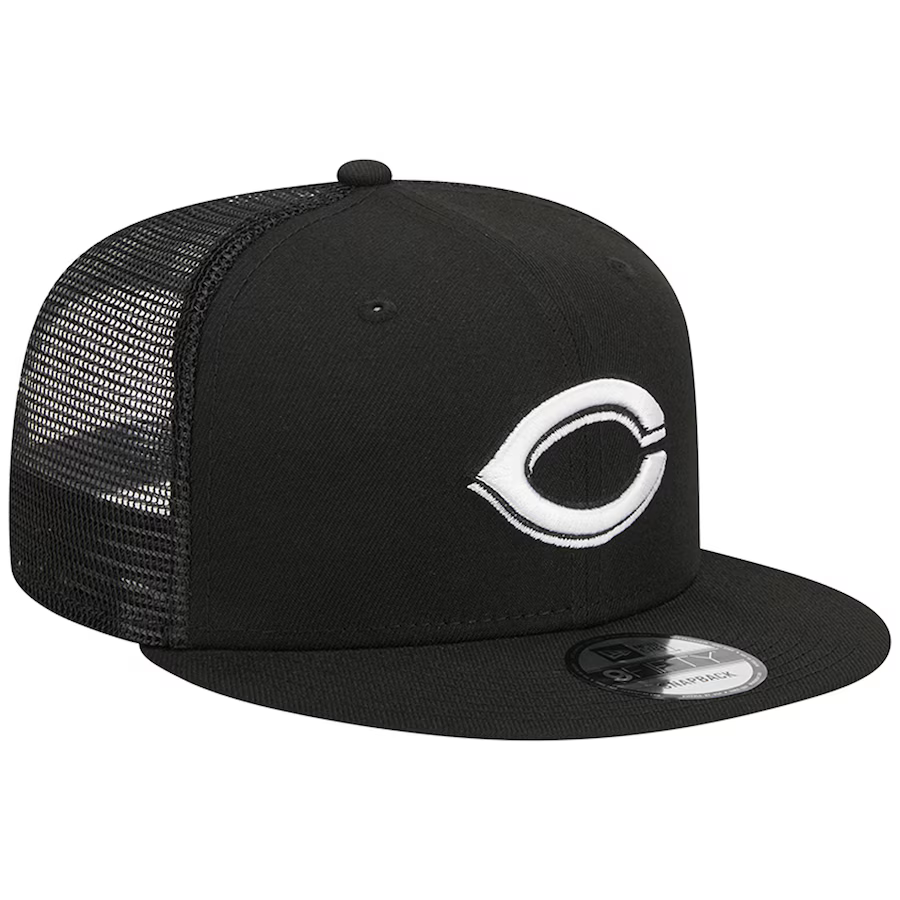 New Era Cincinnati Reds Trucker 9FIFTY Snapback Hat-Black/White