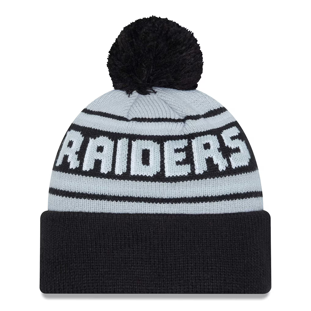 New Era Las Vegas Raiders Cuffed Knit Hat With Pom- Black