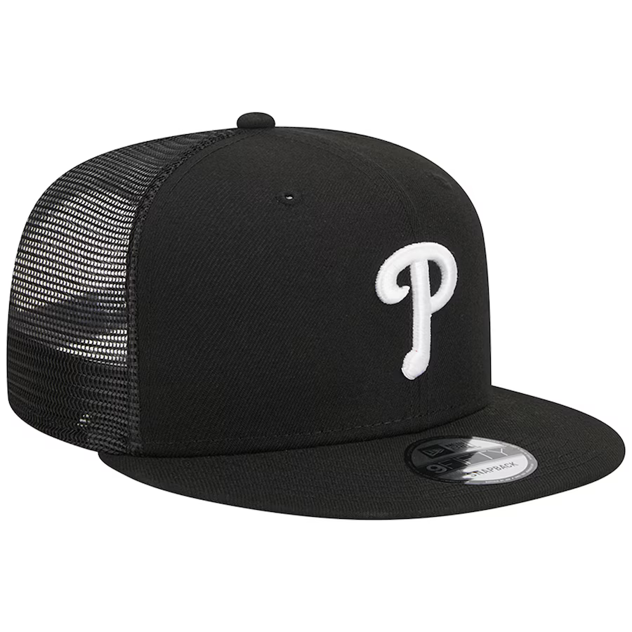 New Era Philadelphia Phillies Trucker 9FIFTY Snapback Hat-Black/White