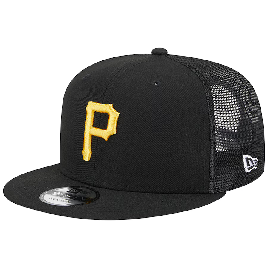 New Era Pittsburgh Pirates Team Color 9FIFTY Trucker Snapback Hat-Black