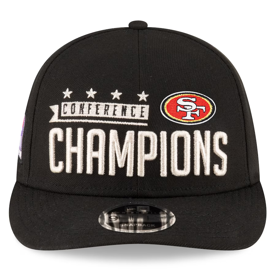 New Era San Francisco 49ers 2023 NFC Champions Locker Room Low Profile 9FIFTY Snapback Hat-Black
