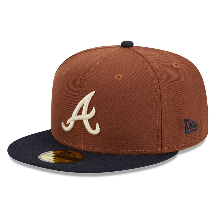 New Era Atlanta Braves Harvest 40th Side Patch 59fifty Fitted Hat-Brown