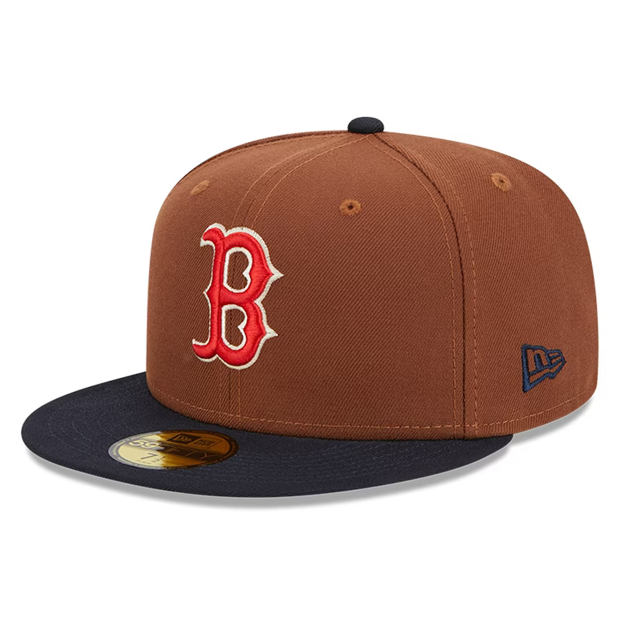 New Era Boston Red Sox Harvest 100th Side Patch 59fifty Fitted Hat-Brown