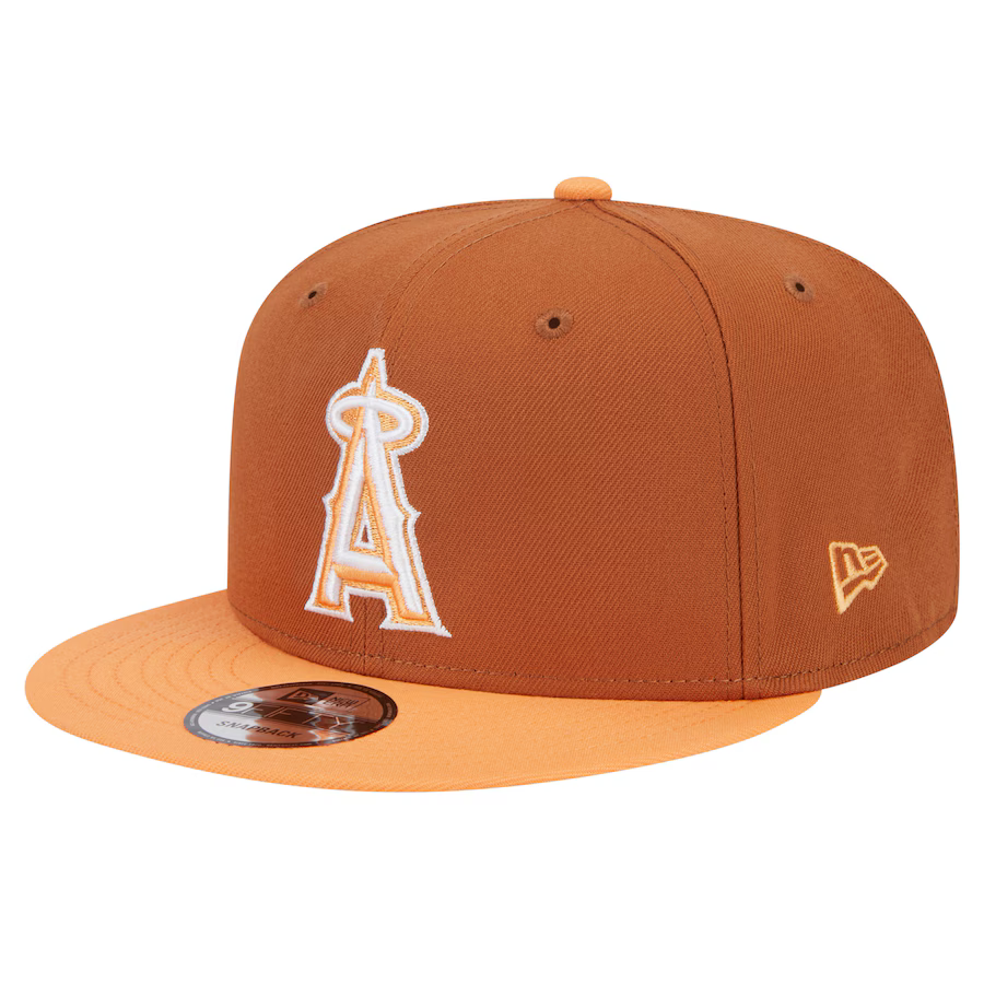 New Era Los Angeles Angels Color Pack 2-Tone 9FIFTY Snapback Hat-Brown/Orange