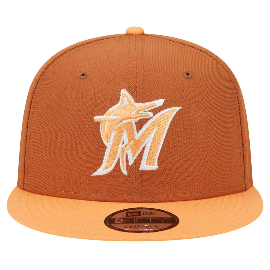 New Era Miami Marlins Color Pack 2-Tone 9FIFTY Snapback Hat-Brown/Orange