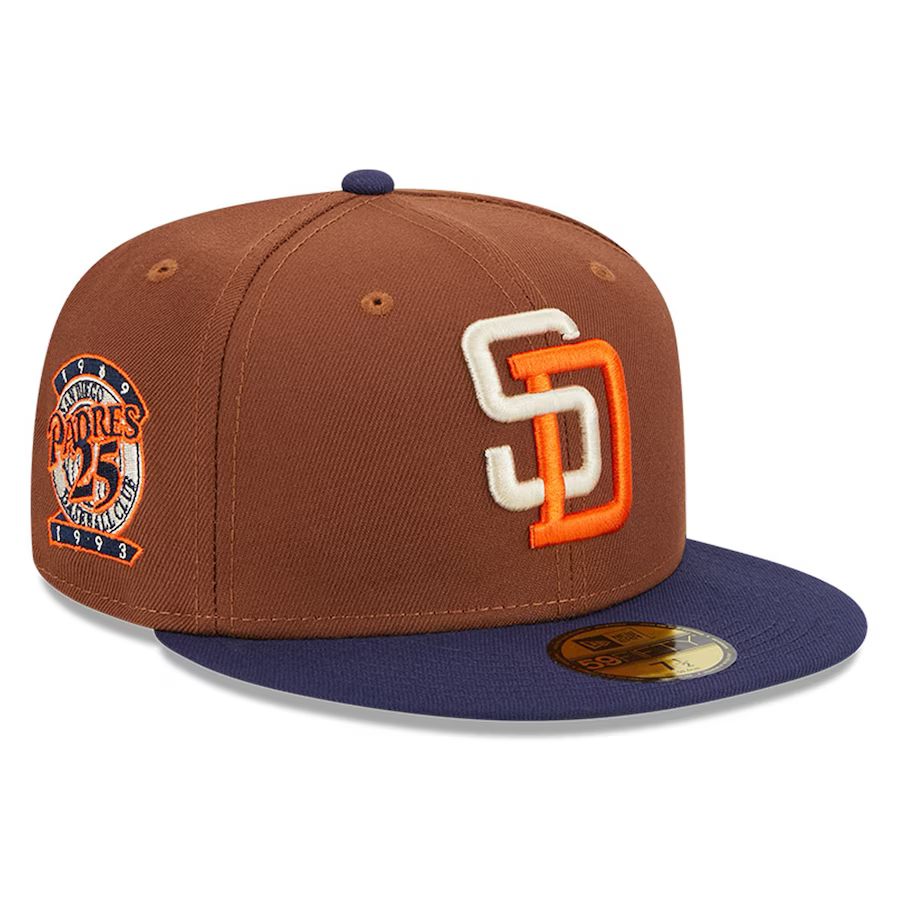 New Era San Diego Padres Harvest 25th Side Patch 59fifty Fitted Hat-Brown