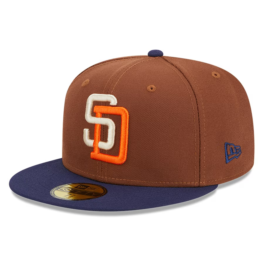 New Era San Diego Padres Harvest 25th Side Patch 59fifty Fitted Hat-Brown